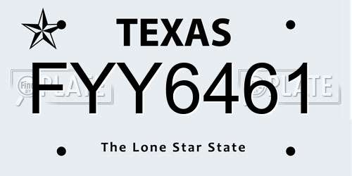 FYY6461 Texas License Plate