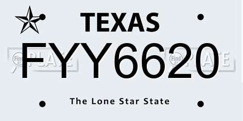 FYY6620 Texas License Plate
