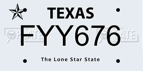 FYY676 Texas License Plate