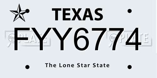 FYY6774 Texas License Plate