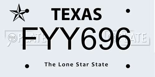 FYY696 Texas License Plate