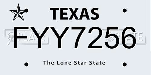 FYY7256 Texas License Plate