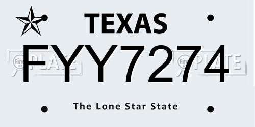 FYY7274 Texas License Plate