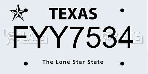 FYY7534 Texas License Plate