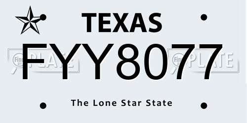 FYY8077 Texas License Plate