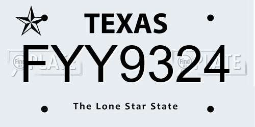 FYY9324 Texas License Plate