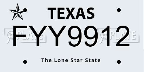 FYY9912 Texas License Plate
