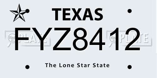 FYZ8412 Texas License Plate
