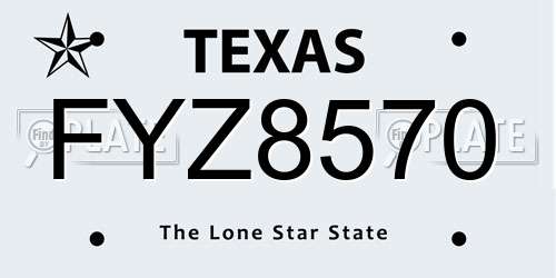 FYZ8570 Texas License Plate