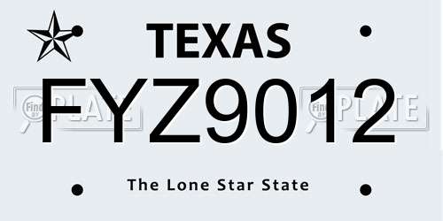 FYZ9012 Texas License Plate
