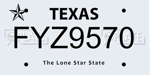 FYZ9570 Texas License Plate