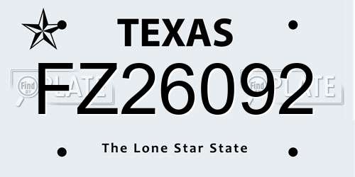 FZ26092 Texas License Plate