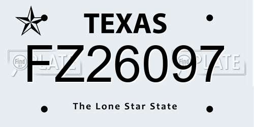 FZ26097 Texas License Plate