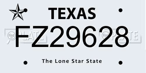 FZ29628 Texas License Plate