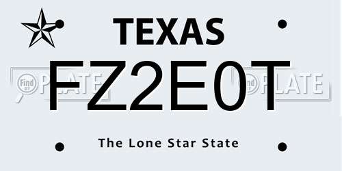 FZ2E0T Texas License Plate