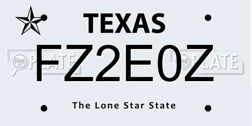 FZ2E0Z Texas License Plate
