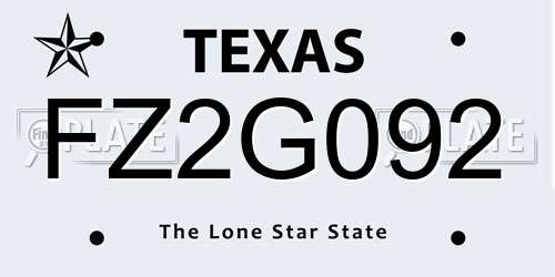 FZ2G092 Texas License Plate