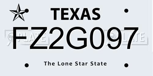 FZ2G097 Texas License Plate