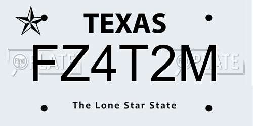 FZ4T2M Texas License Plate