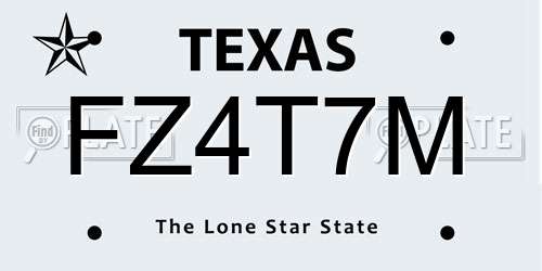 FZ4T7M Texas License Plate