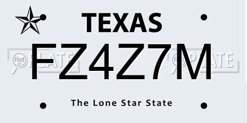 FZ4Z7M Texas License Plate