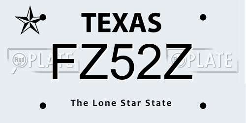 FZ52Z Texas License Plate