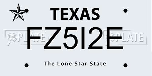 FZ5I2E Texas License Plate