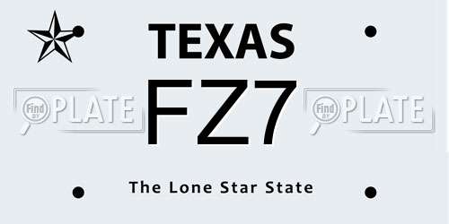 FZ7 Texas License Plate