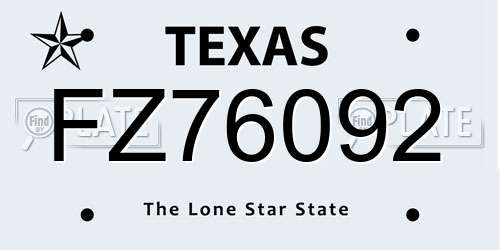 FZ76092 Texas License Plate