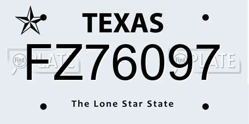 FZ76097 Texas License Plate