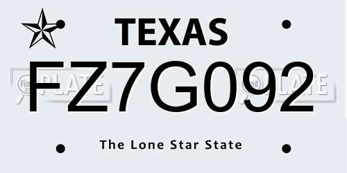 FZ7G092 Texas License Plate