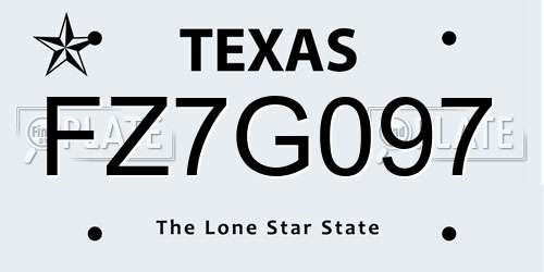 FZ7G097 Texas License Plate