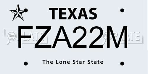 FZA22M Texas License Plate
