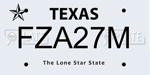FZA27M Texas License Plate