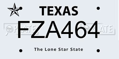 FZA464 Texas License Plate
