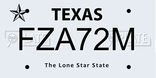 FZA72M Texas License Plate