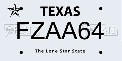 FZAA64 Texas License Plate