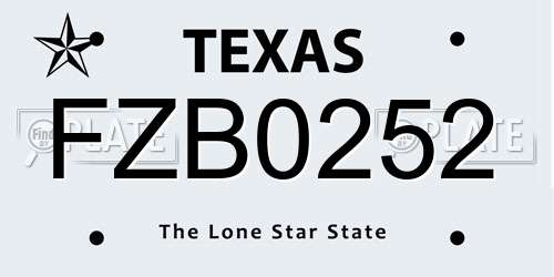 FZB0252 Texas License Plate