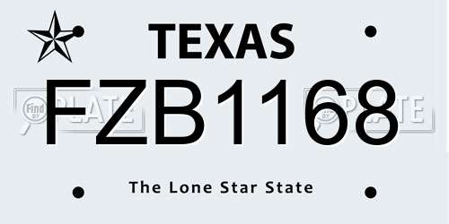 FZB1168 Texas License Plate