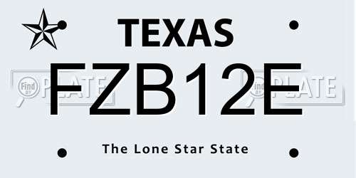 FZB12E Texas License Plate