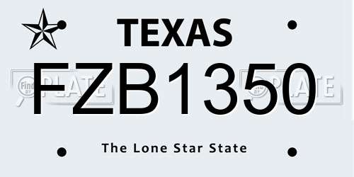 FZB1350 Texas License Plate