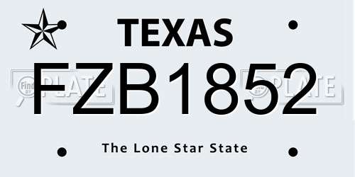 FZB1852 Texas License Plate
