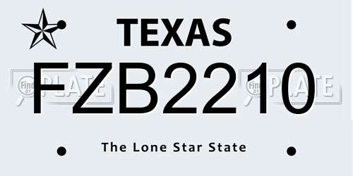 FZB2210 Texas License Plate