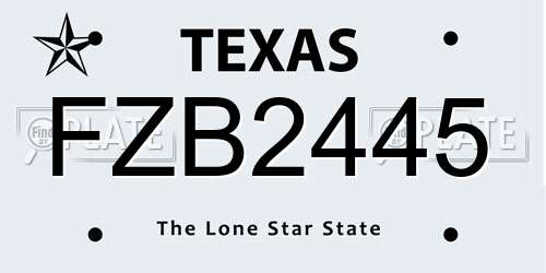 FZB2445 Texas License Plate