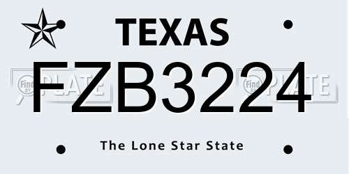 FZB3224 Texas License Plate