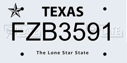 FZB3591 Texas License Plate