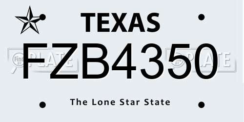 FZB4350 Texas License Plate