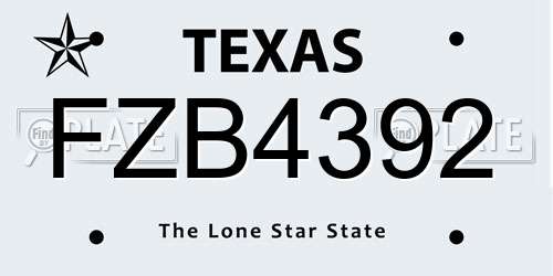 FZB4392 Texas License Plate