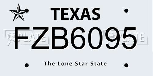 FZB6095 Texas License Plate