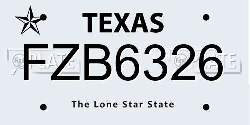 FZB6326 Texas License Plate